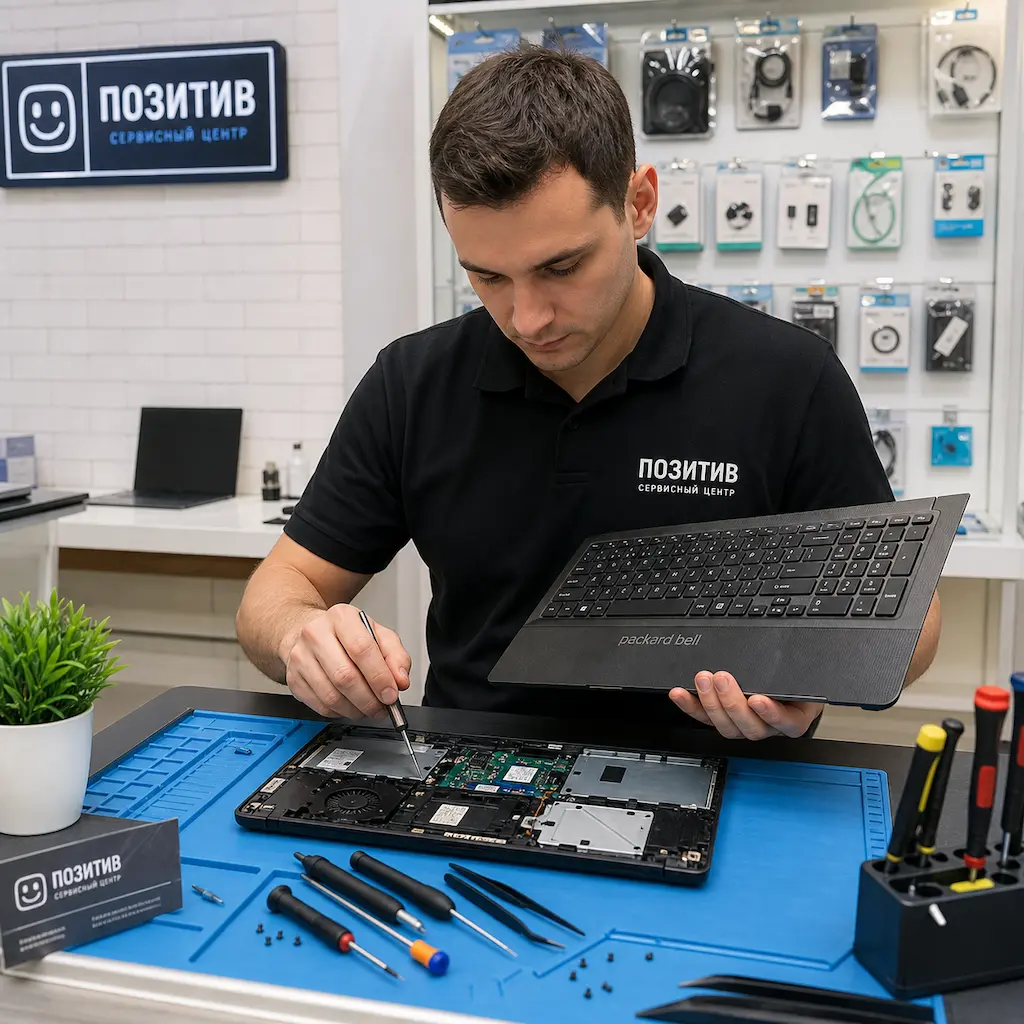 заменить клавиатуру на ноутбуке Packard Bell в Ревде