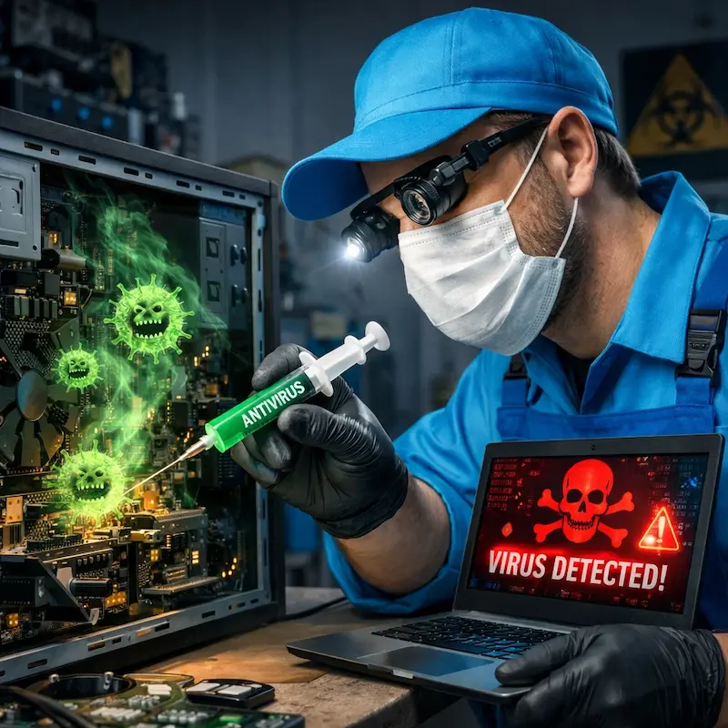 Лечение компьютера от вирусов в Ревде на дому