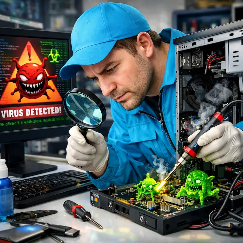 Вылечить компьютерный вирус в Ревде